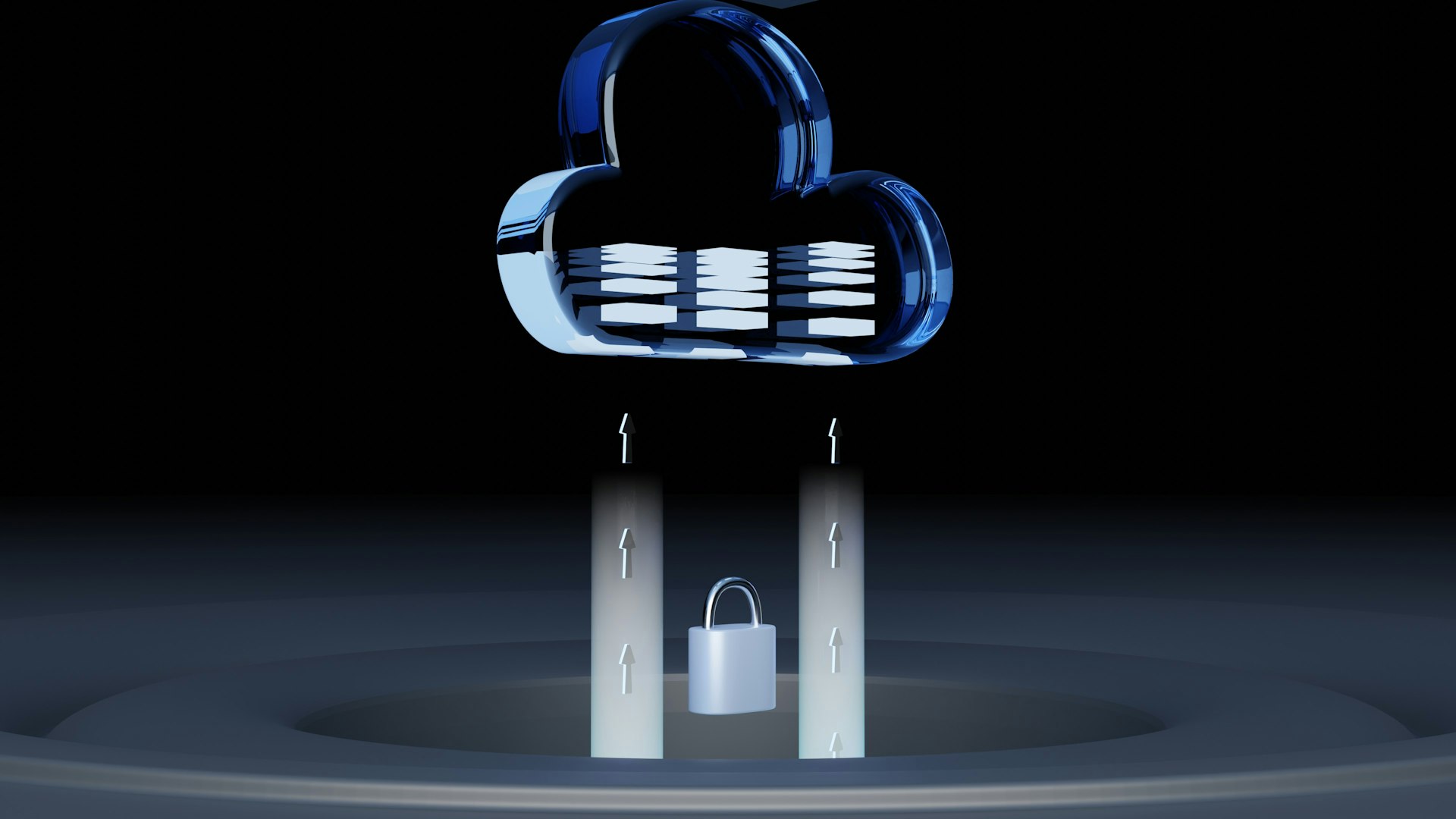 blue cloud white data padlock